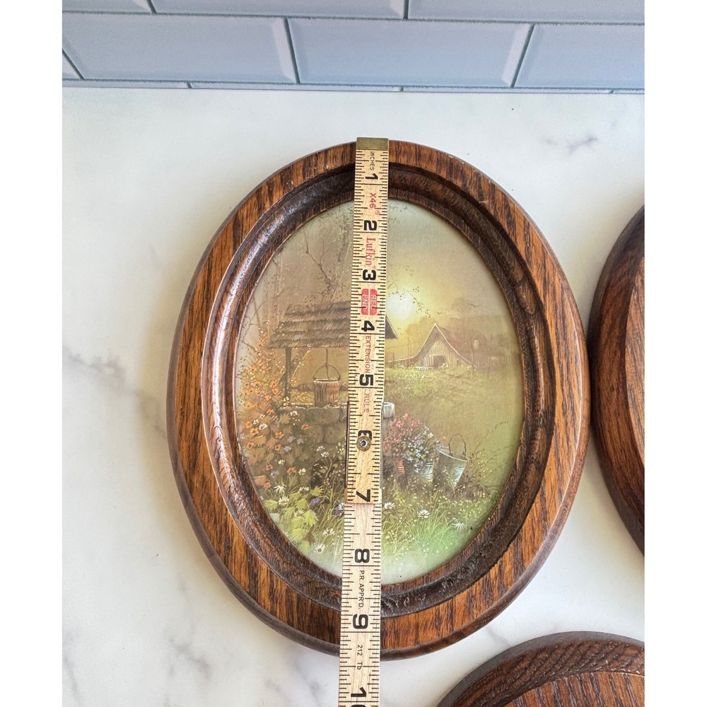 Vtg Homco Oval Wood Framed Cottagecore Wall Art Set of 3 Nature Pastoral Scenes - Picture 4 of 8